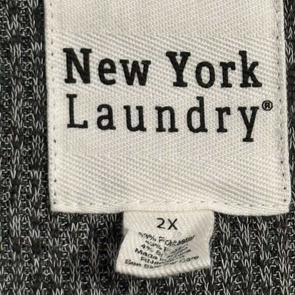 New York Laundry Womens Grey Knit V-Neck Sweater Size 2X With Button Sleeve Deta - Picture 3 of 12
